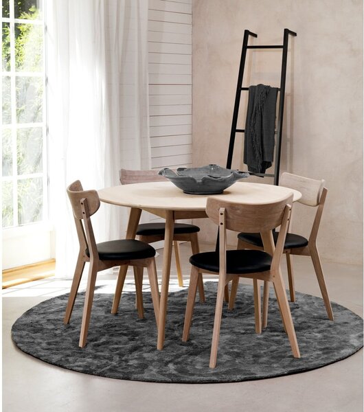 Sedia da pranzo in rovere marrone con seduta nera e Ami - Rowico