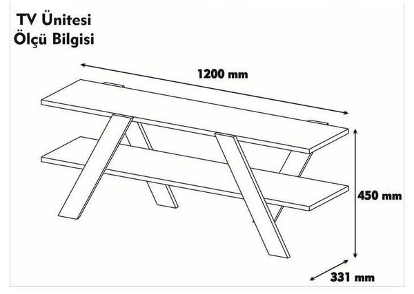 Tavolo TV bianco/naturale in noce 120x33 cm Basic - Kalune Design