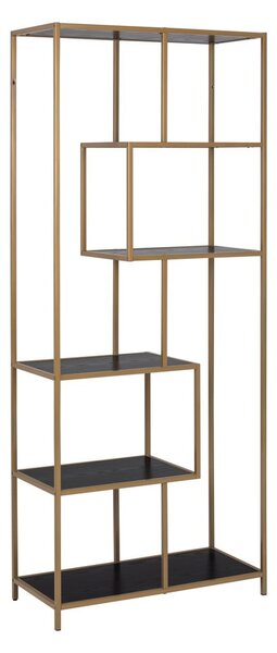 Libreria nero/oro 77x185 cm Seaford - Actona