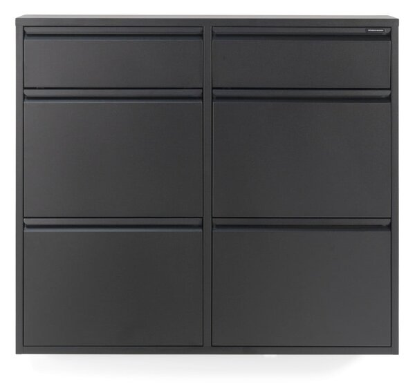 Scarpiera nera in metallo con ante ribaltabili 98x86x15 cm Billy – Spinder Design