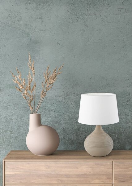 Lampada da tavolo bianco-marrone in ceramica e tessuto, altezza 29 cm Martin - Reality
