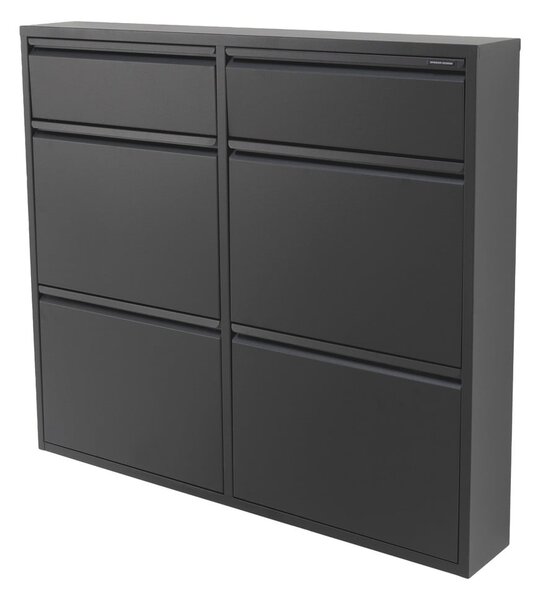 Scarpiera nera in metallo con ante ribaltabili 98x86x15 cm Billy – Spinder Design