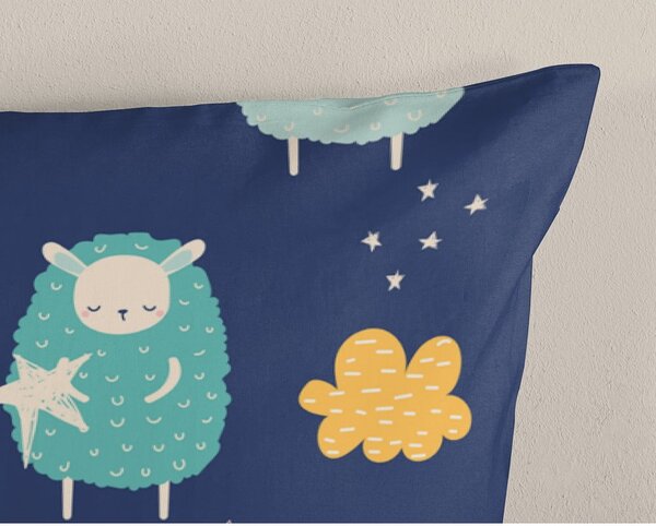 Set copripiumino e federa da bambini blu in cotone per letto singolo ed esteso 140x220 cm Sheep – Good Morning