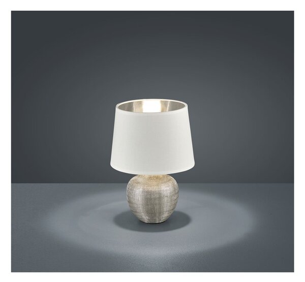 Lampada da tavolo in ceramica bianca e tessuto, altezza 26 cm Luxor - Reality