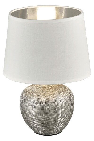 Lampada da tavolo in ceramica bianca e tessuto, altezza 26 cm Luxor - Reality