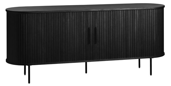 Cassettiera bassa nera in rovere con ante scorrevoli 76x180 cm Nola - Unique Furniture