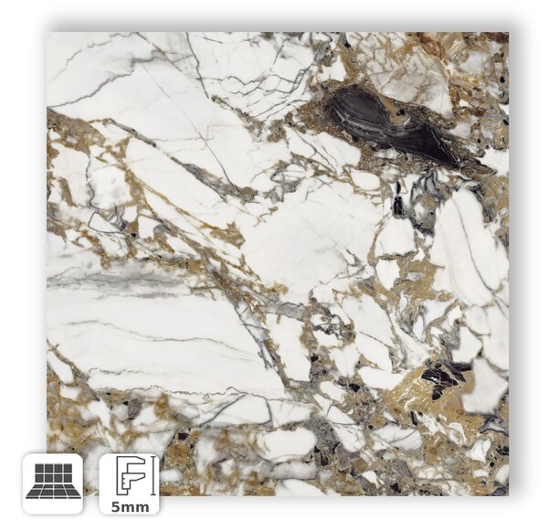 NEW GOLD BEAUTY LUCIDO I NATURALI 80x80 - GRES SOTTILE EFFETTO MARMO CALDO VENATO
