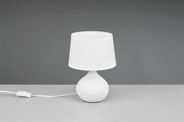 Lampada da tavolo in ceramica bianca e tessuto, altezza 29 cm Martin - Reality