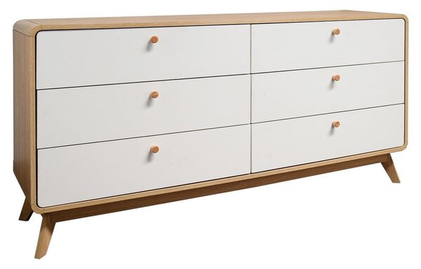 Cassettiera bianca/di colore naturale con effetto rovere 150x74x39 cm Caitlin – Støraa