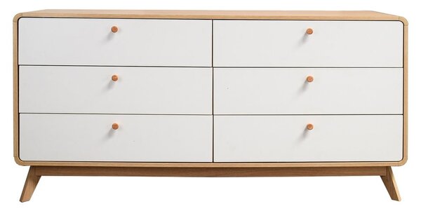 Cassettiera bianca/di colore naturale con effetto rovere 150x74x39 cm Caitlin – Støraa
