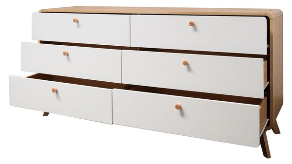 Cassettiera bianca/di colore naturale con effetto rovere 150x74x39 cm Caitlin – Støraa
