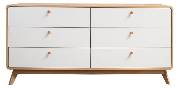 Cassettiera bianca/di colore naturale con effetto rovere 150x74x39 cm Caitlin – Støraa