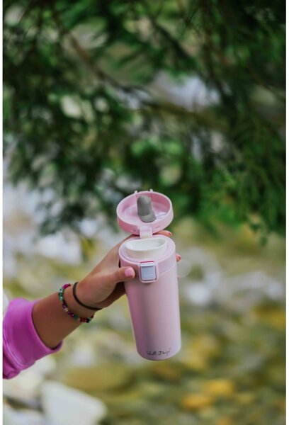 Tazza termica da viaggio rosa, 400 ml Fuori - Vialli Design