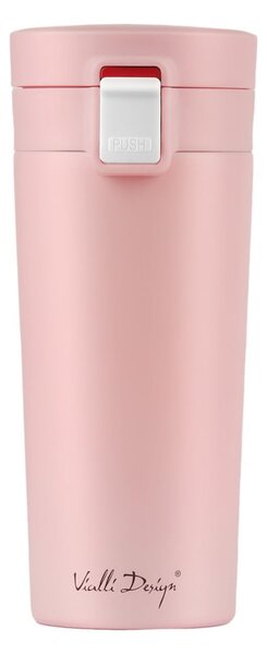 Tazza termica da viaggio rosa, 400 ml Fuori - Vialli Design