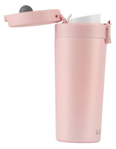 Tazza termica da viaggio rosa, 400 ml Fuori - Vialli Design