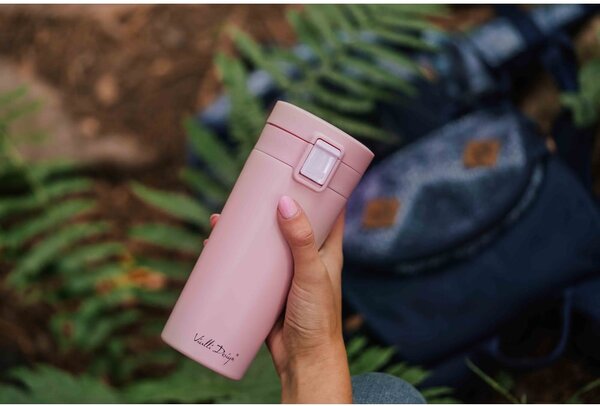 Tazza termica da viaggio rosa, 400 ml Fuori - Vialli Design