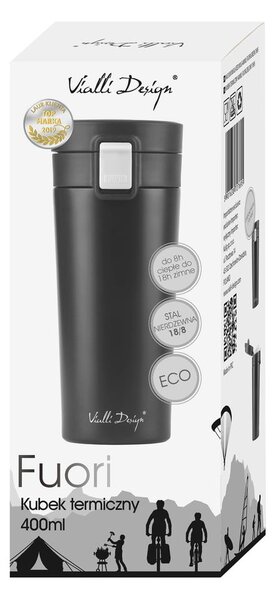 Termos da viaggio nero, 400 ml Fuori - Vialli Design