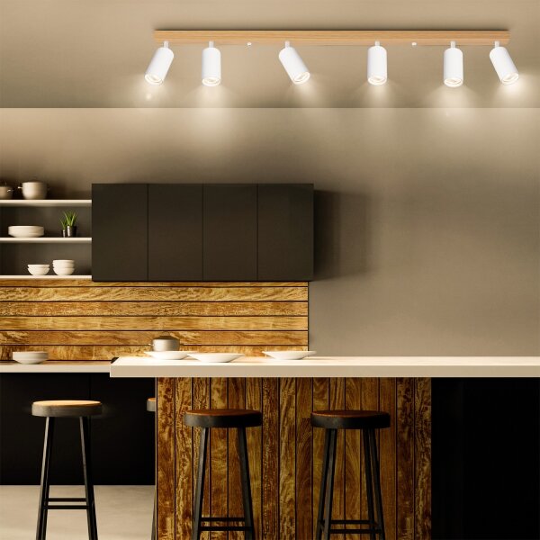 Brilagi - Faretto da soffitto SELE 6xGU10/30W/230V bianco/decor rovere