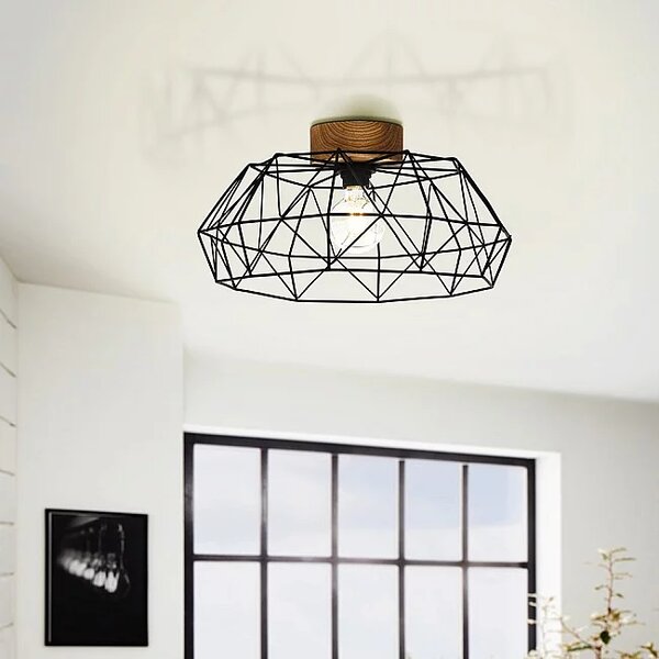 Plafoniera Industrial Padstow 1 Luce Metallo Nero