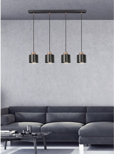 Lampada a sospensione in metallo nero 12x75 cm Olena - Candellux Lighting