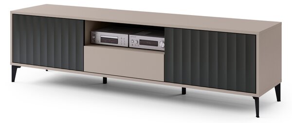 Mobile TV RIMINI RTV-182 Beige Taupe/Nero Opaco - MODERNO MOBILE TV CON CASSETTO/SCAFFALE E ANTE SCANALATE