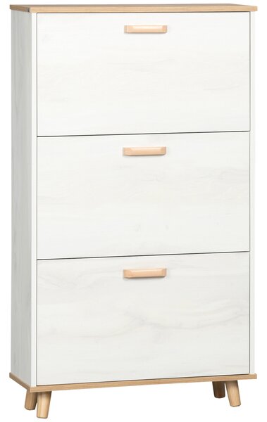 HOMCOM Mobile Scarpiera Salvaspazio in Truciolato con 3 Cassetti e 2 Ripiani Interni Regolabili, 70x23.5x122 cm, Bianco