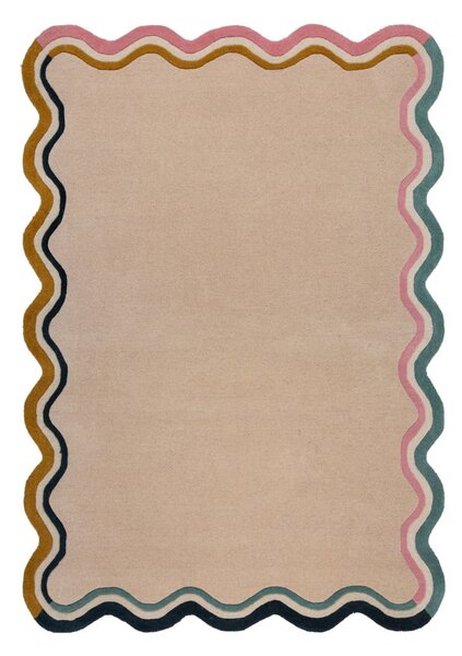 Tappeto in lana tessuta a mano color crema 120x170 cm Leo Scallop - Flair Rugs