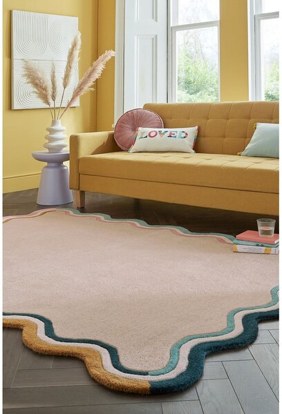 Tappeto in lana tessuta a mano color crema 120x170 cm Leo Scallop - Flair Rugs