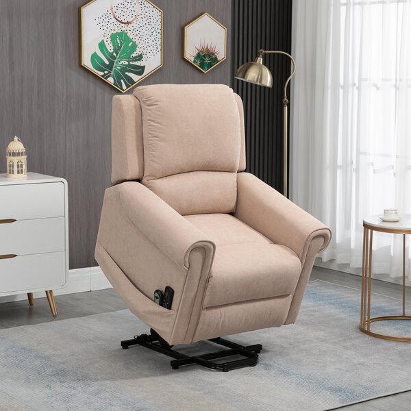 HOMCOM Poltrona Alzapersona Reclinabile fino a 135° con Telecomando, Poggiapiedi e Seduta Imbottita, 88x92x106 cm, Marrone|Aosom