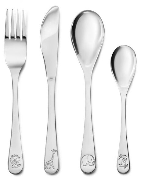 Posate per bambini in acciaio inox argento 4 pezzi Miffy Zoo - Zilverstad