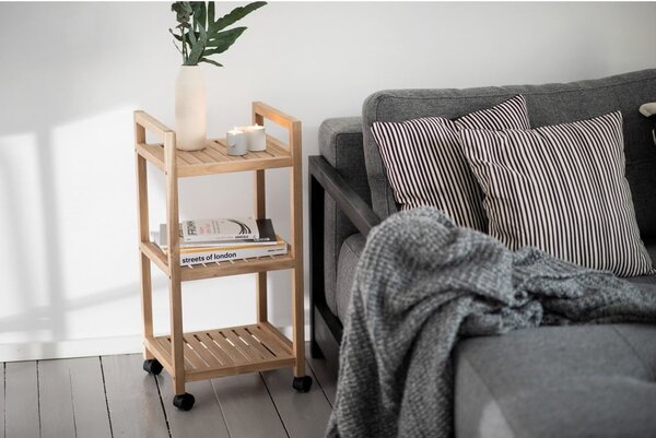 Scaffale da bagno in legno di acacia con tre ripiani su ruote 35x72 cm Acina - Wenko