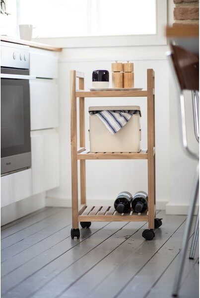 Scaffale da bagno in legno di acacia con tre ripiani su ruote 35x72 cm Acina - Wenko