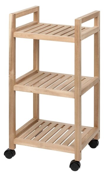 Scaffale da bagno in legno di acacia con tre ripiani su ruote 35x72 cm Acina - Wenko