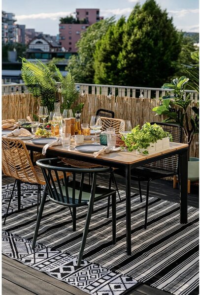 Tappeto da esterno bifacciale bianco e nero in plastica riciclata , 80 x 180 cm Zambezi - Green Decore
