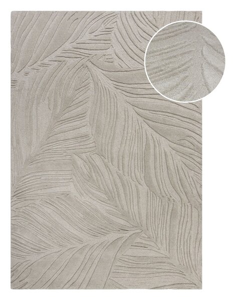 Tappeto in lana grigio chiaro 200x290 cm Lino Leaf - Flair Rugs