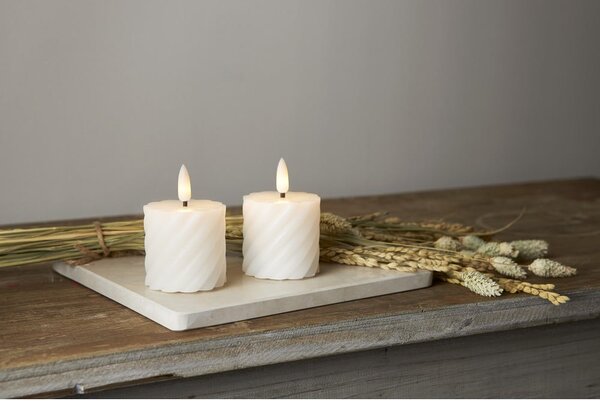 Set di 2 candele LED in cera bianca, altezza 7,5 cm Flamme Swirl - Star Trading