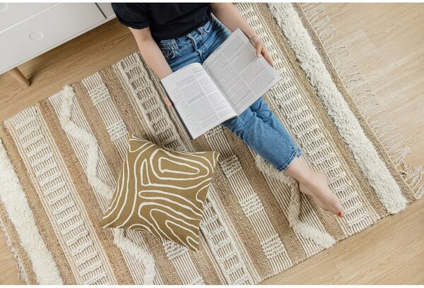 Tappeto bianco/di colore naturale in misto iuta tessuto a mano 120x170 cm Medina – Flair Rugs