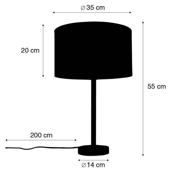 Lampada da tavolo classica in ottone con paralume marrone chiaro 35 cm - Simplo