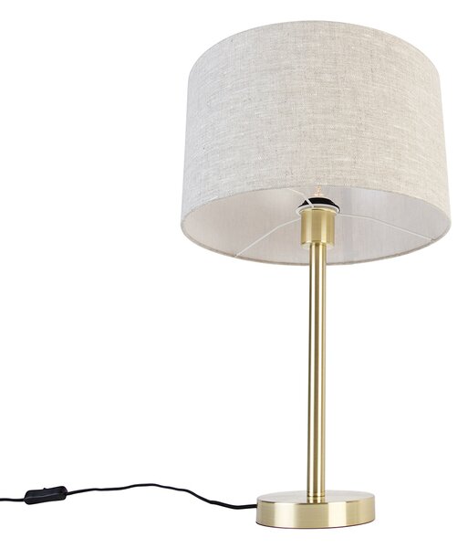 Lampada da tavolo classica in ottone con paralume grigio chiaro 35 cm - Simplo