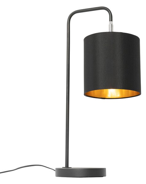 Lampada da tavolo moderna nera con interni dorati - Lofty