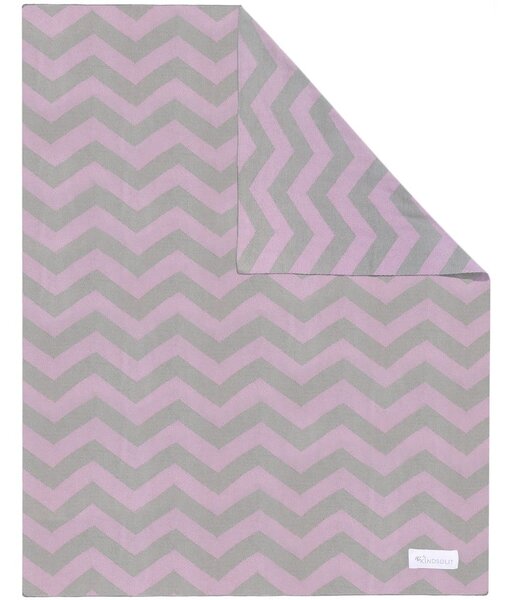 Coperta in cotone rosa-grigio Zigzag, 80 x 100 cm - Kindsgut
