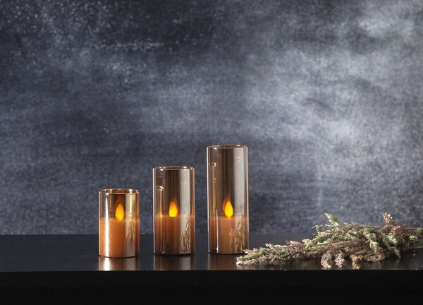 Candela di cera a LED arancione in vetro, altezza 7,5 cm M-Twinkle - Star Trading