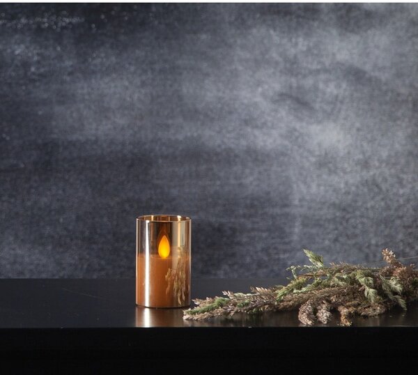 Candela di cera a LED arancione in vetro, altezza 7,5 cm M-Twinkle - Star Trading