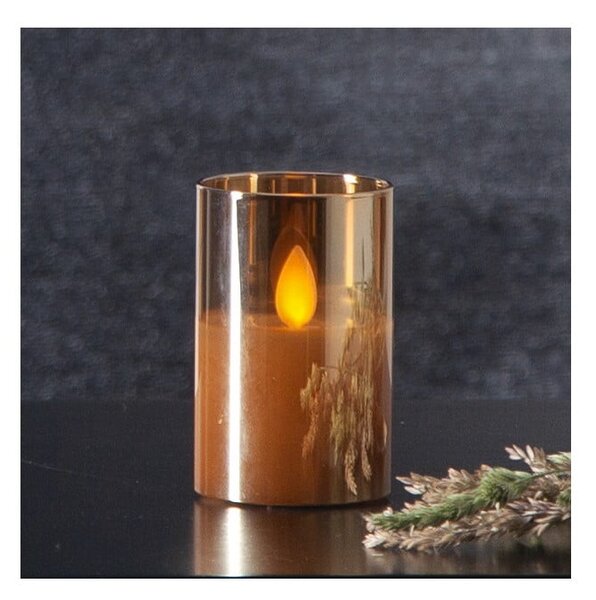 Candela di cera a LED arancione in vetro, altezza 7,5 cm M-Twinkle - Star Trading