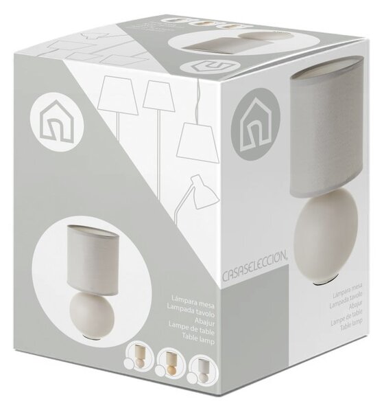 Lampada da tavolo in ceramica beige con paralume in tessuto (altezza 24,5 cm) - Casa Selección