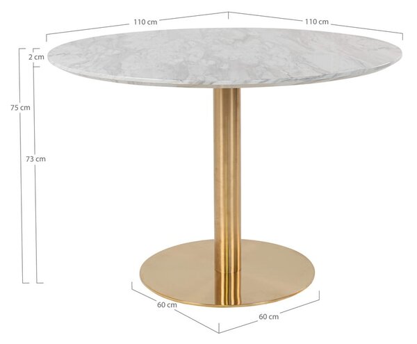 Tavolo da pranzo rotondo con piano in marmo ø 110 cm Bolzano - House Nordic