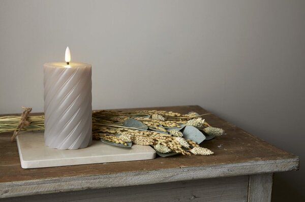 Candela LED in cera grigia, altezza 15 cm Flamme Swirl - Star Trading