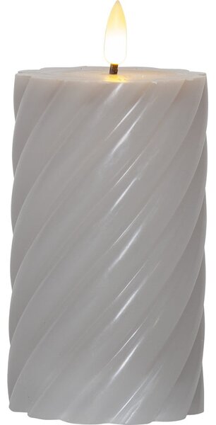 Candela LED in cera grigia, altezza 15 cm Flamme Swirl - Star Trading