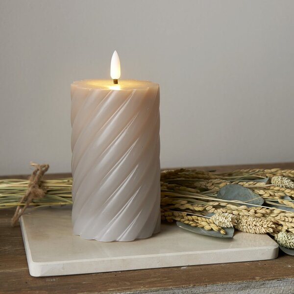 Candela LED in cera grigia, altezza 15 cm Flamme Swirl - Star Trading