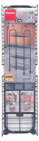 Scaffale mobile in metallo nero 41x84 cm Ascona - Metaltex